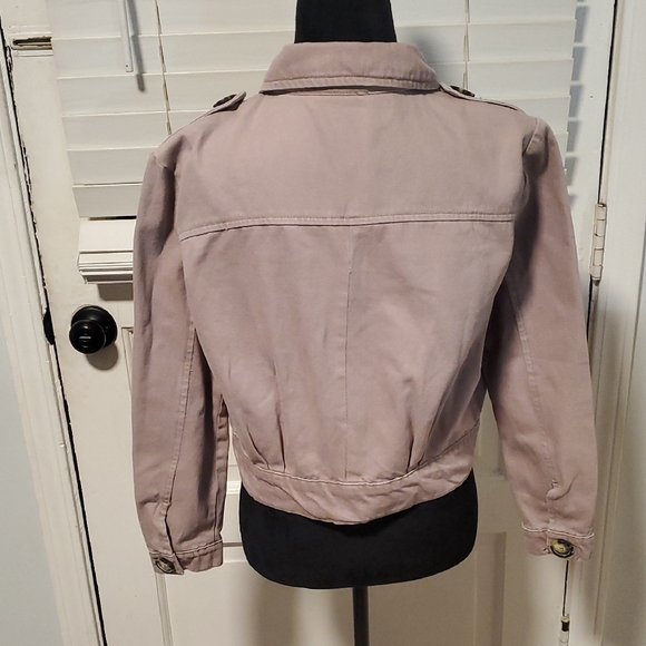 Free People Lavender Button-Up Jean Crop Jacket - Picture 9 of 10